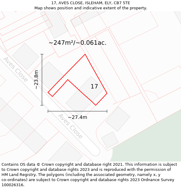 17, AVES CLOSE, ISLEHAM, ELY, CB7 5TE: Plot and title map