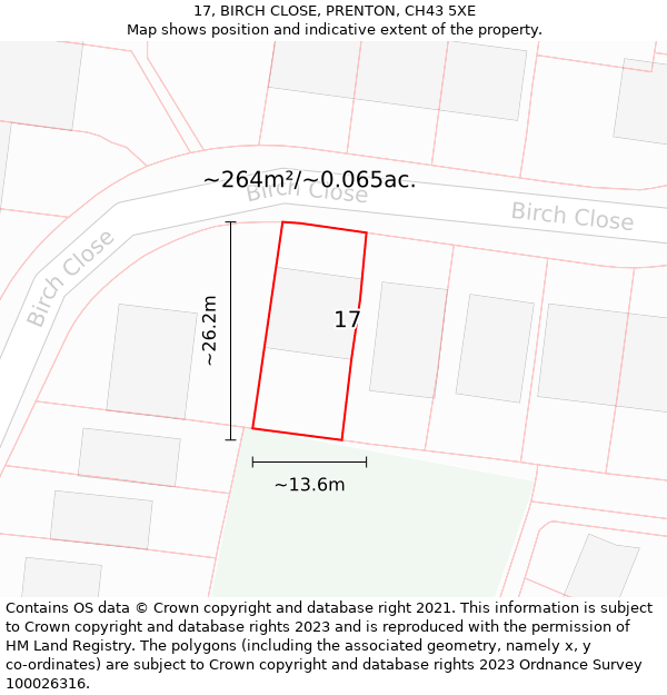 17, BIRCH CLOSE, PRENTON, CH43 5XE: Plot and title map