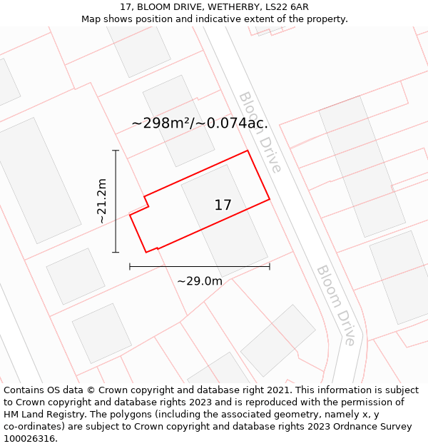 17, BLOOM DRIVE, WETHERBY, LS22 6AR: Plot and title map