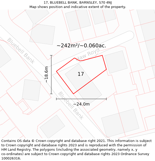 17, BLUEBELL BANK, BARNSLEY, S70 4NJ: Plot and title map