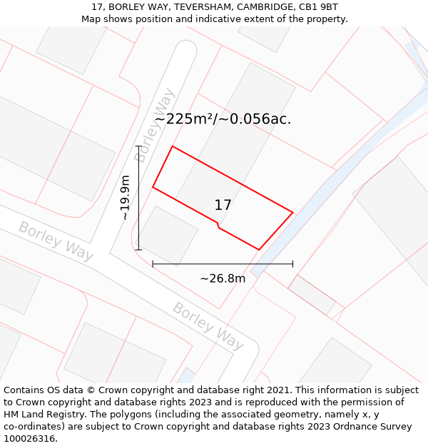 17, BORLEY WAY, TEVERSHAM, CAMBRIDGE, CB1 9BT: Plot and title map