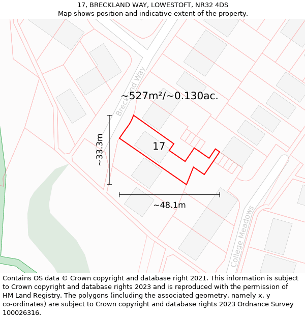 17, BRECKLAND WAY, LOWESTOFT, NR32 4DS: Plot and title map