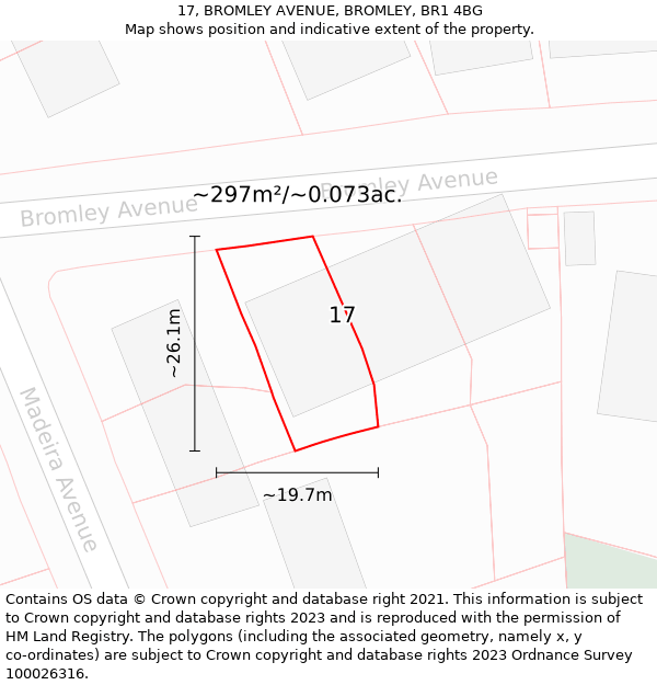 17, BROMLEY AVENUE, BROMLEY, BR1 4BG: Plot and title map