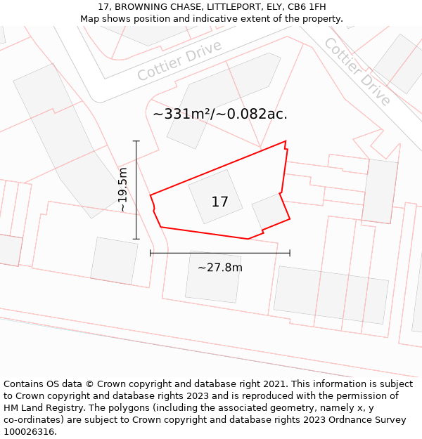 17, BROWNING CHASE, LITTLEPORT, ELY, CB6 1FH: Plot and title map