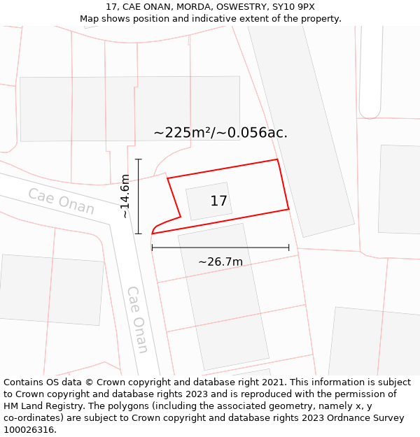 17, CAE ONAN, MORDA, OSWESTRY, SY10 9PX: Plot and title map