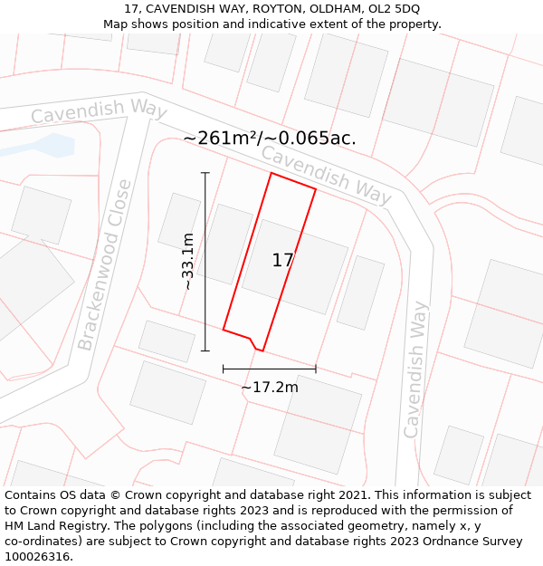 17, CAVENDISH WAY, ROYTON, OLDHAM, OL2 5DQ: Plot and title map