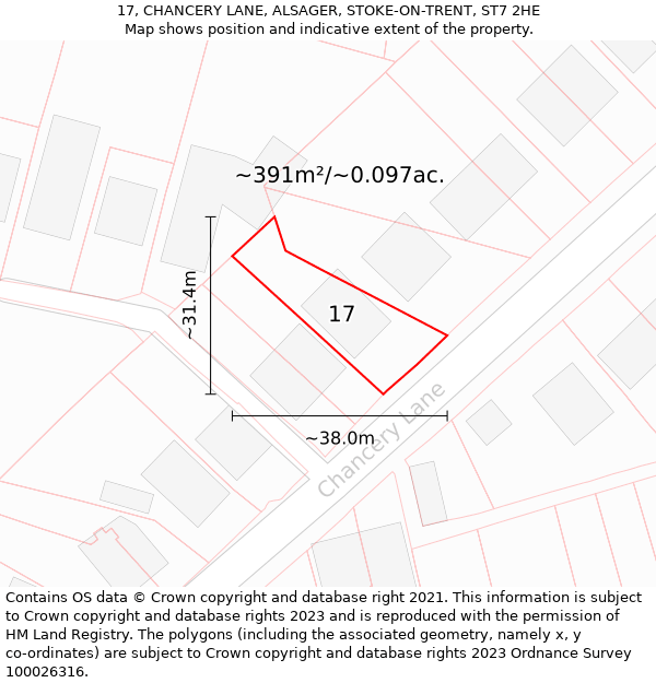 17, CHANCERY LANE, ALSAGER, STOKE-ON-TRENT, ST7 2HE: Plot and title map