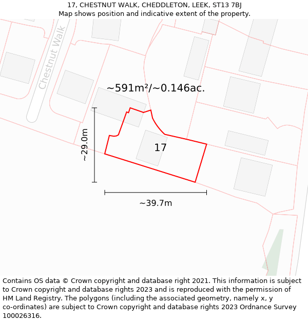 17, CHESTNUT WALK, CHEDDLETON, LEEK, ST13 7BJ: Plot and title map