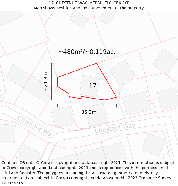 17, CHESTNUT WAY, MEPAL, ELY, CB6 2YP: Plot and title map