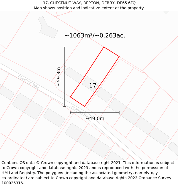 17, CHESTNUT WAY, REPTON, DERBY, DE65 6FQ: Plot and title map