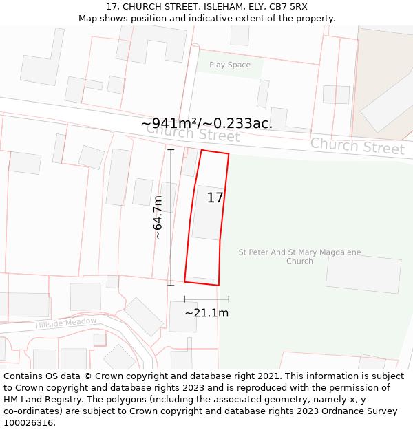 17, CHURCH STREET, ISLEHAM, ELY, CB7 5RX: Plot and title map