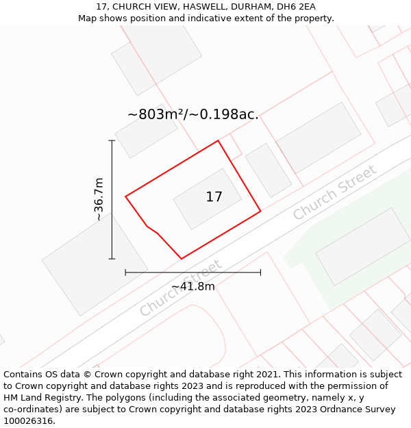 17, CHURCH VIEW, HASWELL, DURHAM, DH6 2EA: Plot and title map