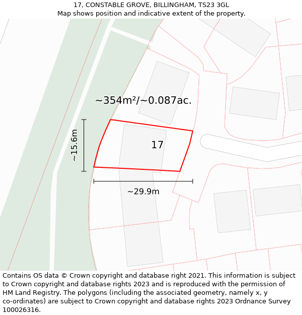 17, CONSTABLE GROVE, BILLINGHAM, TS23 3GL: Plot and title map