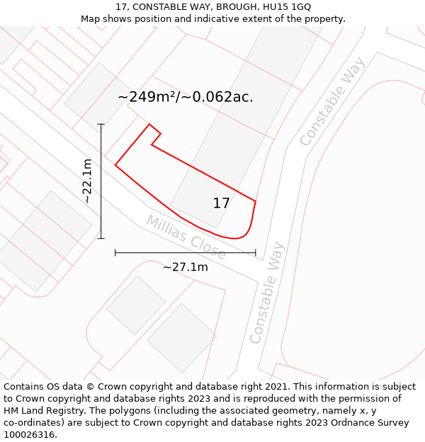 17, CONSTABLE WAY, BROUGH, HU15 1GQ: Plot and title map