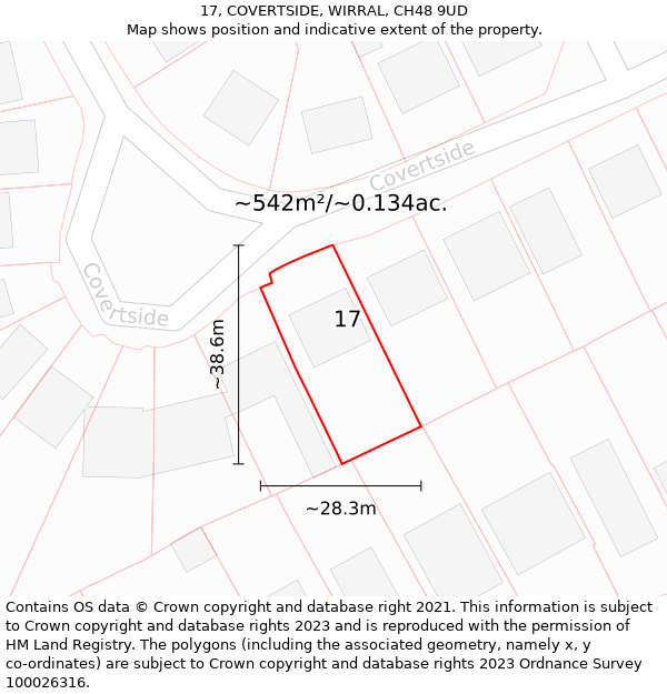 17, COVERTSIDE, WIRRAL, CH48 9UD: Plot and title map