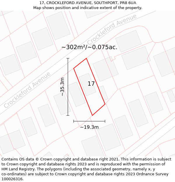 17, CROCKLEFORD AVENUE, SOUTHPORT, PR8 6UA: Plot and title map