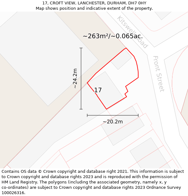 17, CROFT VIEW, LANCHESTER, DURHAM, DH7 0HY: Plot and title map