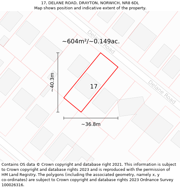 17, DELANE ROAD, DRAYTON, NORWICH, NR8 6DL: Plot and title map