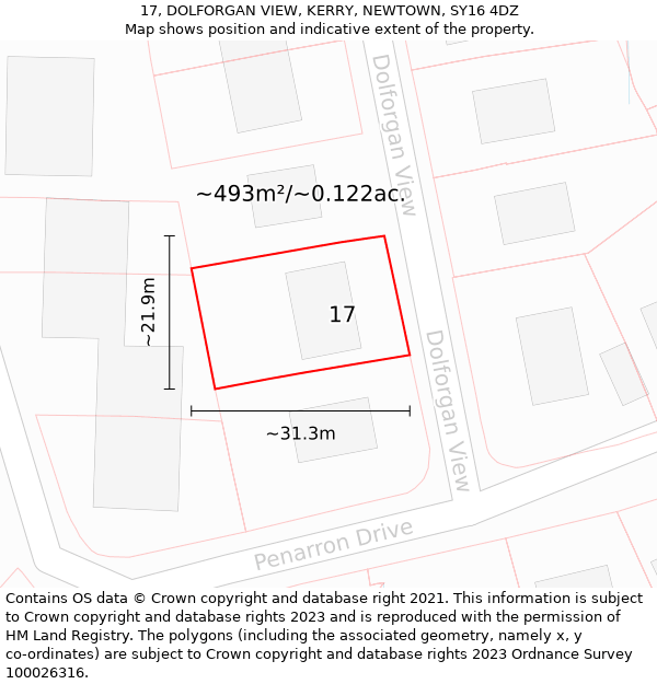 17, DOLFORGAN VIEW, KERRY, NEWTOWN, SY16 4DZ: Plot and title map