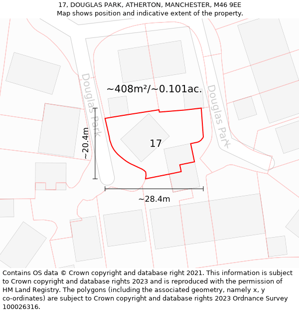 17, DOUGLAS PARK, ATHERTON, MANCHESTER, M46 9EE: Plot and title map