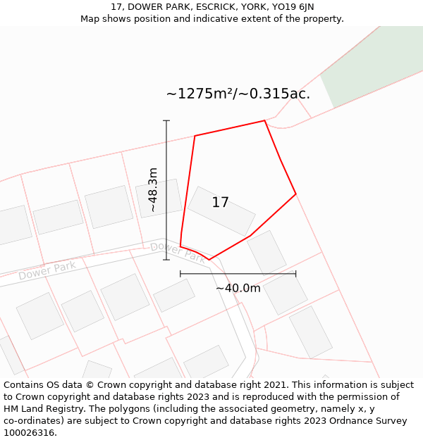 17, DOWER PARK, ESCRICK, YORK, YO19 6JN: Plot and title map