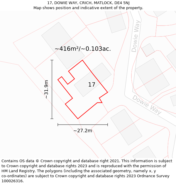 17, DOWIE WAY, CRICH, MATLOCK, DE4 5NJ: Plot and title map