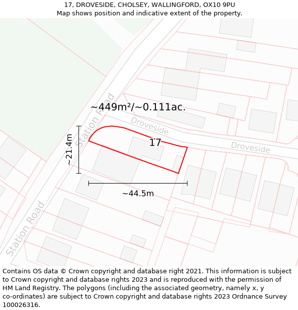 17, DROVESIDE, CHOLSEY, WALLINGFORD, OX10 9PU: Plot and title map