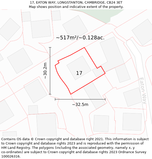 17, EATON WAY, LONGSTANTON, CAMBRIDGE, CB24 3ET: Plot and title map