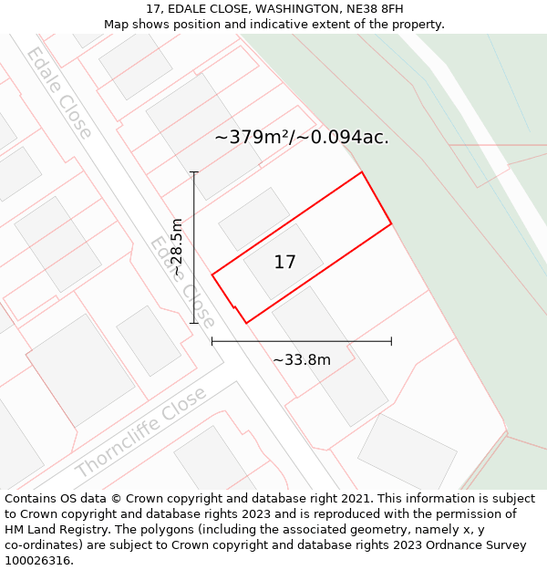 17, EDALE CLOSE, WASHINGTON, NE38 8FH: Plot and title map