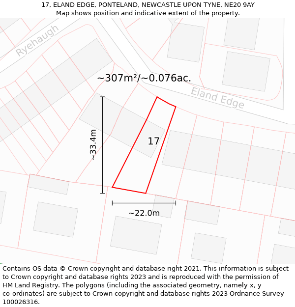 17, ELAND EDGE, PONTELAND, NEWCASTLE UPON TYNE, NE20 9AY: Plot and title map