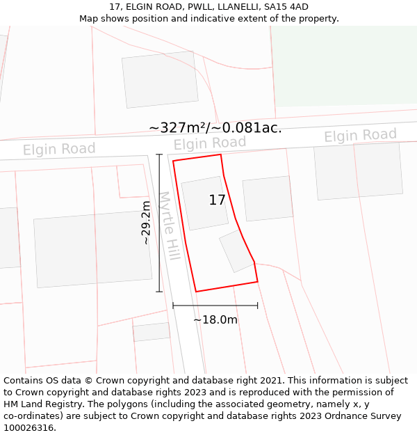 17, ELGIN ROAD, PWLL, LLANELLI, SA15 4AD: Plot and title map