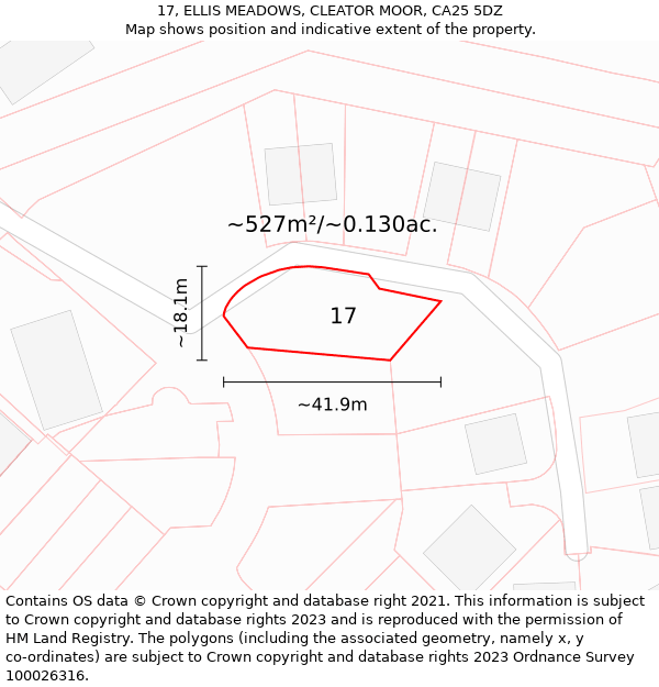 17, ELLIS MEADOWS, CLEATOR MOOR, CA25 5DZ: Plot and title map