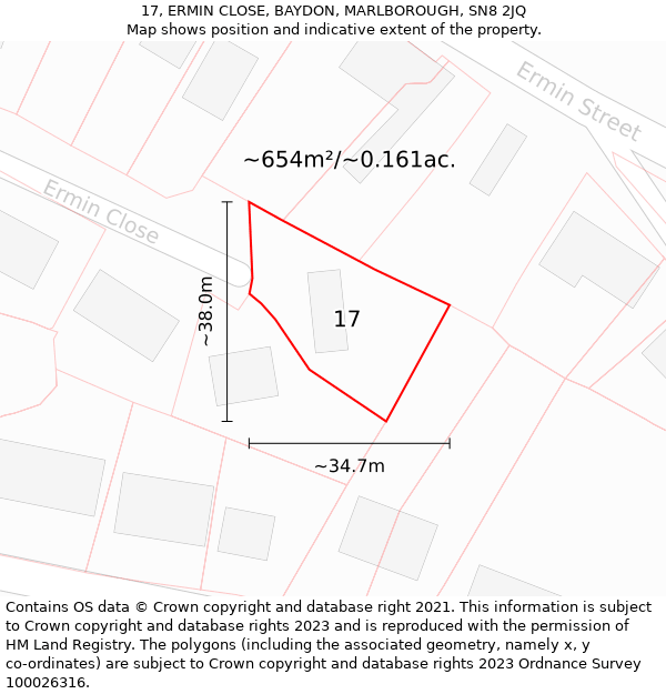 17, ERMIN CLOSE, BAYDON, MARLBOROUGH, SN8 2JQ: Plot and title map