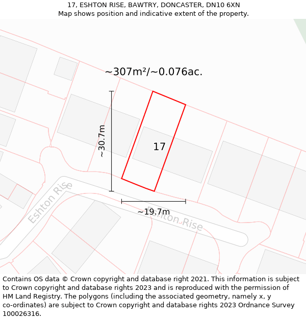 17, ESHTON RISE, BAWTRY, DONCASTER, DN10 6XN: Plot and title map