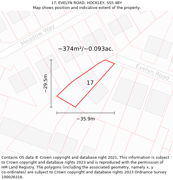 17, EVELYN ROAD, HOCKLEY, SS5 4BY: Plot and title map