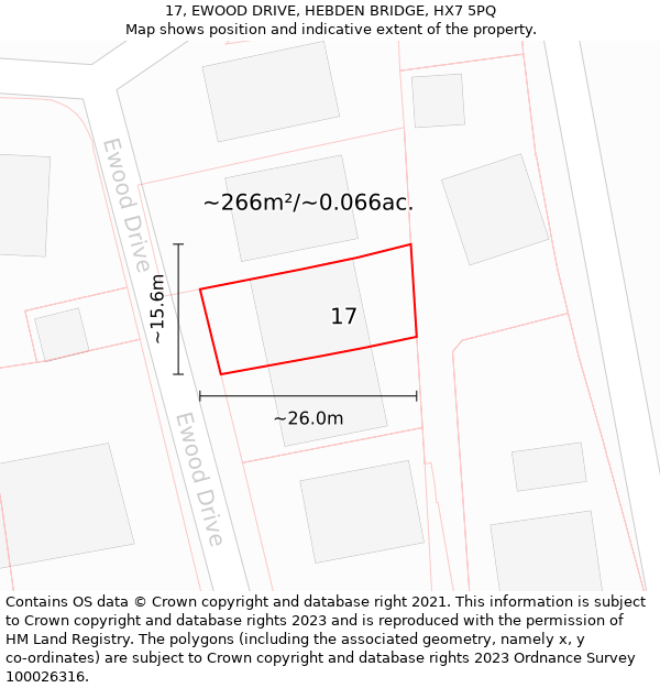 17, EWOOD DRIVE, HEBDEN BRIDGE, HX7 5PQ: Plot and title map