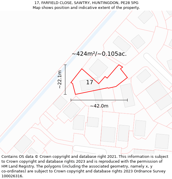 17, FARFIELD CLOSE, SAWTRY, HUNTINGDON, PE28 5PG: Plot and title map