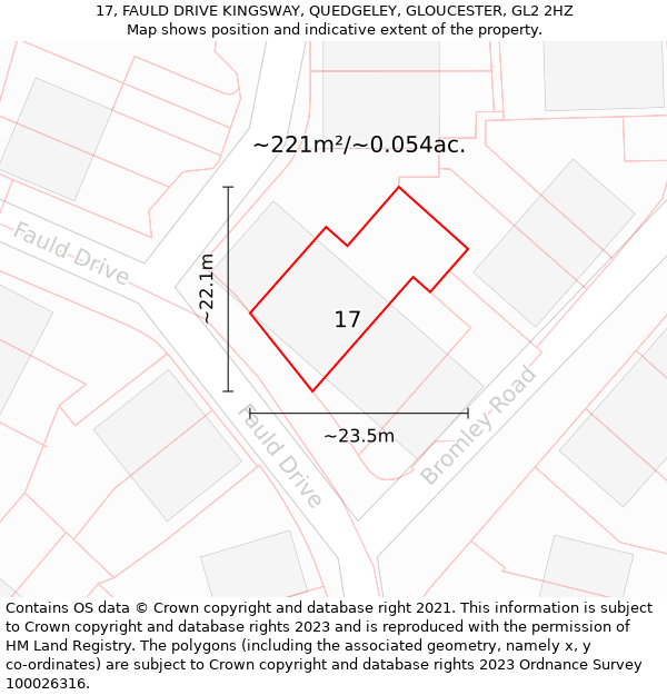 17, FAULD DRIVE KINGSWAY, QUEDGELEY, GLOUCESTER, GL2 2HZ: Plot and title map