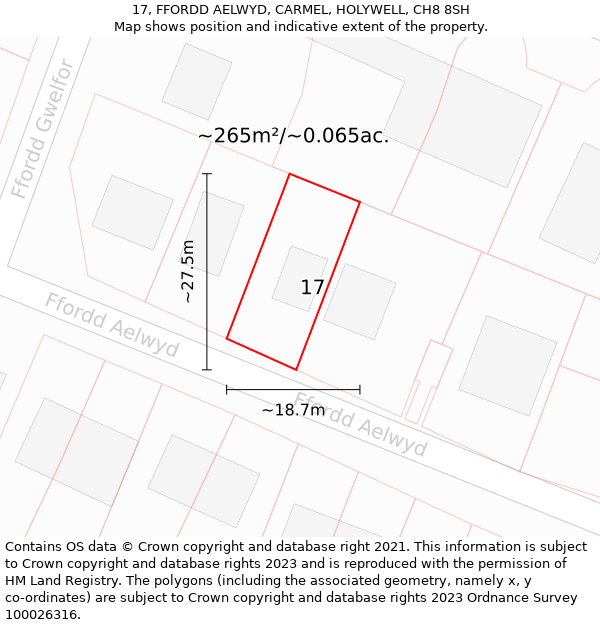 17, FFORDD AELWYD, CARMEL, HOLYWELL, CH8 8SH: Plot and title map