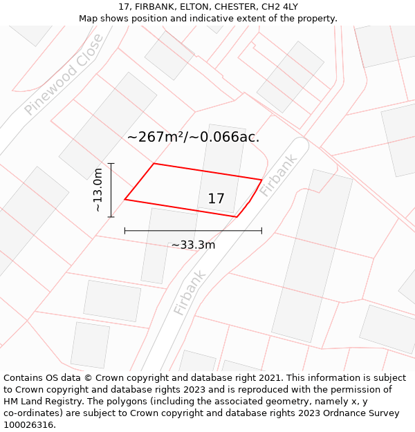 17, FIRBANK, ELTON, CHESTER, CH2 4LY: Plot and title map