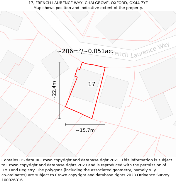 17, FRENCH LAURENCE WAY, CHALGROVE, OXFORD, OX44 7YE: Plot and title map