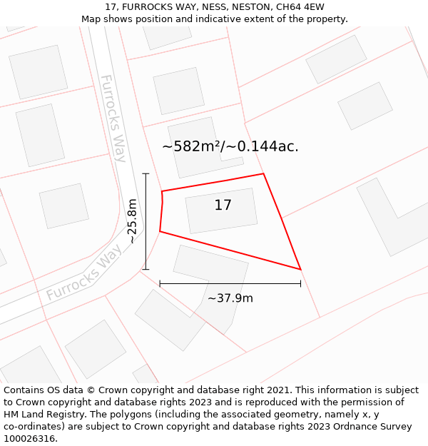 17, FURROCKS WAY, NESS, NESTON, CH64 4EW: Plot and title map