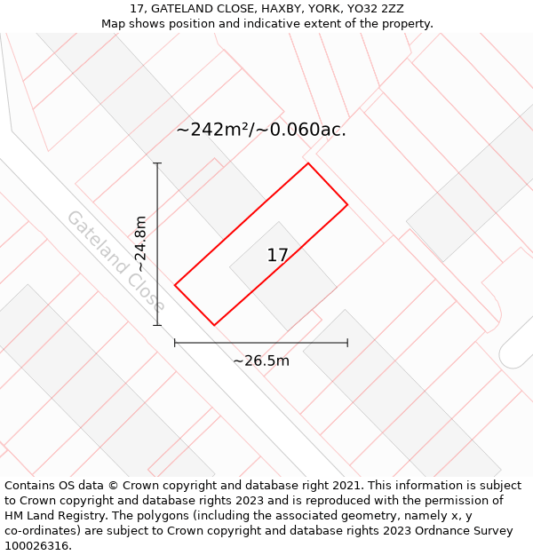 17, GATELAND CLOSE, HAXBY, YORK, YO32 2ZZ: Plot and title map