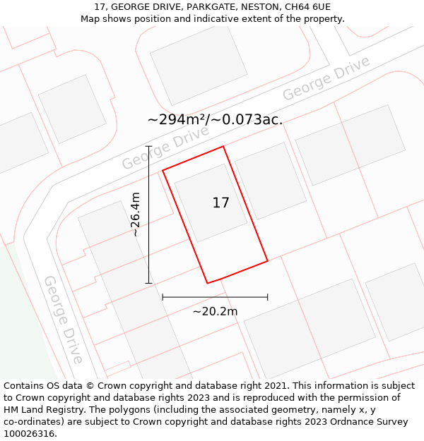 17, GEORGE DRIVE, PARKGATE, NESTON, CH64 6UE: Plot and title map