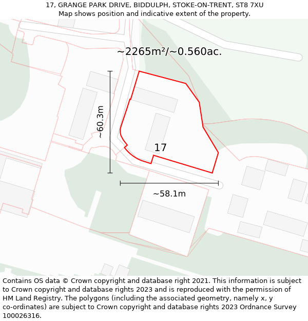 17, GRANGE PARK DRIVE, BIDDULPH, STOKE-ON-TRENT, ST8 7XU: Plot and title map