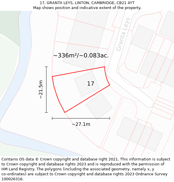 17, GRANTA LEYS, LINTON, CAMBRIDGE, CB21 4YT: Plot and title map