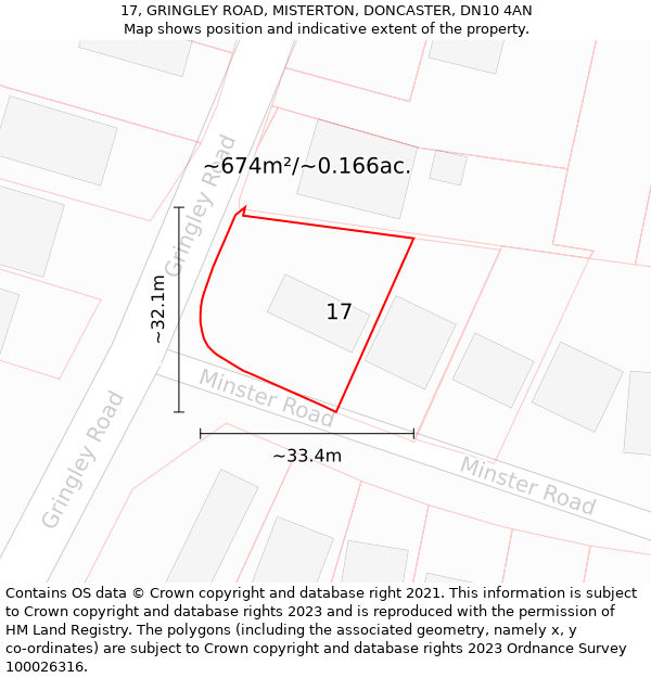 17, GRINGLEY ROAD, MISTERTON, DONCASTER, DN10 4AN: Plot and title map