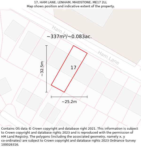 17, HAM LANE, LENHAM, MAIDSTONE, ME17 2LL: Plot and title map