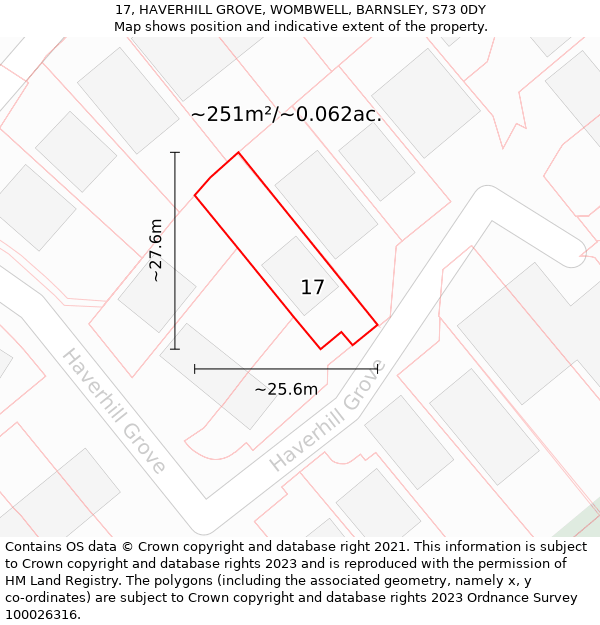 17, HAVERHILL GROVE, WOMBWELL, BARNSLEY, S73 0DY: Plot and title map