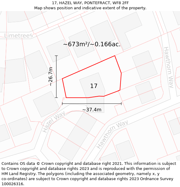 17, HAZEL WAY, PONTEFRACT, WF8 2FF: Plot and title map